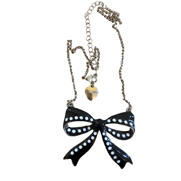 BETSY JOHNSON BOW POLKA DOT NECKLACE 16” - Picture 2 of 4